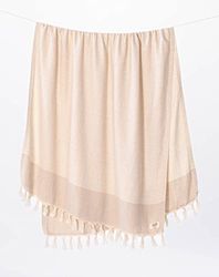 Teema Grande Serviette de Plage Turque – 100% Coton Turc – Anti-Sable – Séchage Rapide – Polyvalente et Polyvalente – The Diamante Tan