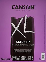 Canson XL Series Marker Paper Pad, Semi Translucent for Pen, Pencil or Marker, Fold Over, 18 Pound, 9 x 12 Inch, White, 100 Sheets (400023336)