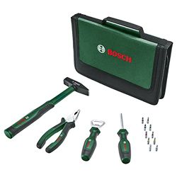 Bosch Easy Starter Kit d'outils à main 14 pièces (kit d'outils de démarrage pour les tâches ménagères de base et de bricolage, pince combinée, tournevis, décapsuleur, marteau, 10 embouts)