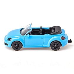 siku 1505, Maggiolino VW Cabrio, Metallo e Plastica, Azzurro, Auto giocattolo per bambini, Gancio di traino