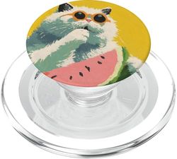 Girly | gato blanco | Gafas de sol | gato negro con limón PopSockets PopGrip para MagSafe