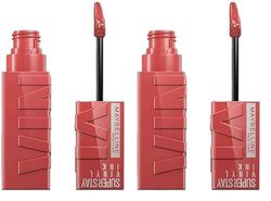 Maybelline New York Lip Colour, Smudge-free, Long Lasting up to 16h, Liquid Lipstick, Shine Finish, SuperStay Vinyl Ink, 15 Peachy (Pack of 2)