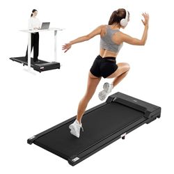 Todeco Tapis Roulant Elettrico, 2 in 1 Tapis Roulant Sotto da Scrivania, 1-8km/h Walking Pad, Treadmill Capacità Massima 90 Kg, Salvaspazio Pieghevole per Ufficio Domestico Supporto per Tablet