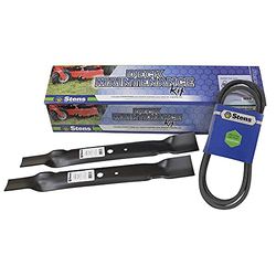 Stens 785 – 700 Metal chapeadora cubierta Kit de mantenimiento, incluye 2 de 330 – 615 mulching Blade y 265 – 826 OEM de repuesto cinturón