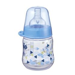 NIP Fles met brede hals met anti-koliek zuiger: babydrinkfles met Actiflex systeem, Made in Germany, BPA-vrij, siliconen, eenheidsmaat, zuiggat M-medium drinkstroom, 150 ml, jongen