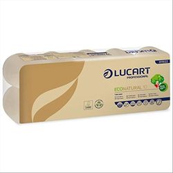 Lucart Professional, EcoNatural 10, Rollo de papel higiénico Fiberpack, ideal para baños públicos y oficinas, rollo de 180 capas, 9,5x11 cm