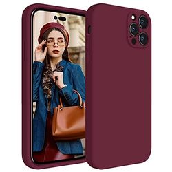 iPhone 14 Pro Case, Liquid Silicone Dust Cover with Anti-Scratch Microfiber Lining, Phone Accessories, Burgundy