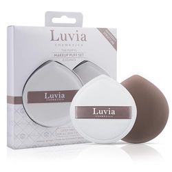 Makeup Puff Set Elegance - Luvia Cosmetics The Puffys, 2 Cosmetic Sponges Set, Powder Puff, Reversible Elastic Band, Professional Sponges for Liquid Textures in Coffee