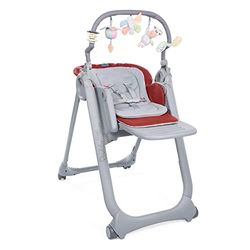 Chicco Polly Magic Relax Trona Evolutiva y Compacta para Bebés y Hamaca Apta de 0 Meses a 3 Años (15 kg) Totalmente Reclinable y Ajustable con 4 Ruedas, Barra Juegos y Cojín Reductor - Roja