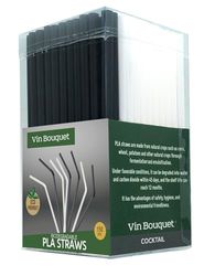 VB VIN BOUQUET FIK 1461 Cannucce biodegradabili PLA nere e bianche, confezione da 150 pezzi, compostabili ed ecologiche, ideali per bevande calde e fredde
