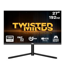 Twisted Minds 27 Inch Display Fast IPS Gaming Monitor - 1920 x 1080 FHD Resolution, 192 Hz Refresh Rate, 16:9 Aspect Ratio, 0.5ms Response Time - Black (TM27FHD192IPS)