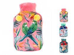 H&h borsa dell'acqua calda in gomma bilamellata con copri borsa in poliestere decoro exotic lt 2