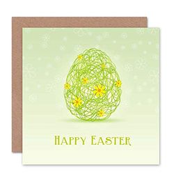 Wee Blue Coo HAPPY EASTER FLOWER EGG BLANK GREETINGS CARD ART