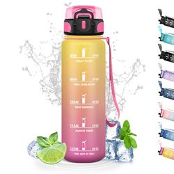 Drinkfles, 500 ml, motiverende drinkfles met filter, drinkfles met tijden om te drinken, gemakkelijk te dragen, drinkfles voor meer drinken, drinkfles voor school, kantoor, camping, reizen