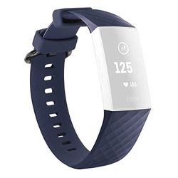 mumbi Cinturino di ricambio compatibile con Fitbit Charge 3 4 Fitness Sport Silicone Band Taglie S/L diversi colori, Blu scuro, L, Moderno