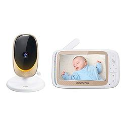 Motorola Comfort 60 - Wifi-babyfoon met 5" kleurenscherm, digitale zoom, tweewegaudio, infraroodnachtzicht en 5 rustgevende slaapliedjes - Wit
