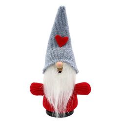 Dekohelden24 Räuchermann - Lutin - avec Bonnet tricoté et Pull Rouge - L x l x H 10 x 6,5 x 18 cm.
