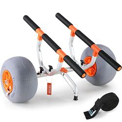 VEVOR kajak trolley kano trolley aluminium legering 805x935x460mm belastbaar tot 160kg 30cm rubberen wielen 170-440mm Verstelbaar Voor boot trolley kajak kano transport trolley surf trolley boottrailer