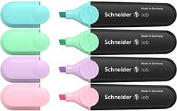 Schneider Job 150 Pastel Highlighter Pens Turquoise Mint Lilac and Rose Pack of 4