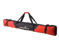 Athletico Mogul vadderad skidväska – helt vadderad enkel skidresväska (röd, 170 cm)