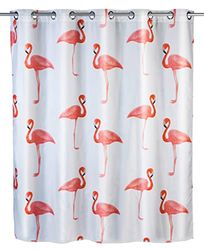 Wenko Douchegordijn Comfort Flex-Flamingo Anti Mold 180x200cm, polyester, meerkleurig, 180 x 200 x 1 cm