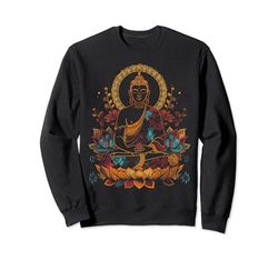 Buda Flores Vintage Budismo Zen Yoga Espiritual Sudadera