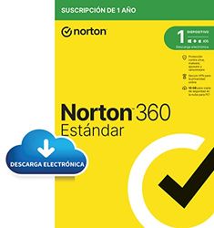 Norton 360 Estándar 2024- Antivirus software para 1 Dispositivo, 1 Año, para PC, Mac, tableta o smartphone, Código de activación enviado por email