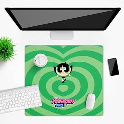 Original and Officially Licensed Desk mat by The Powerpuff Girls, Pattern The Powerpuff Girls 006 Green, Non-Slip, 50x45cm