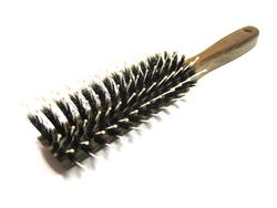 Golddachs Brosse à boucles demi-cercle en bois de hêtre, poils de sanglier et picots en nylon avec embouts, 8 rangs