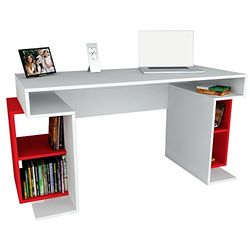 moebel17 Monumento Scrivania, Legno ingegnerizzato, Bianco/Rosso, 153,6 x 60 x 75 cm