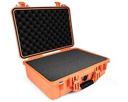 PELI 1500 Mala impermeável para transportar instrumentos, equipamentos fotográficos e eletrónicos, estanca IP67, 19 l de capacidade, fabricada na Alemanha, com espuma personalizável, cor laranja