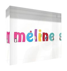 Little Helper recuerdo decorativo de acrílico transparente pulido como diamante estilo illustratif pintado con el nombre de joven Meline 14,8 x 21 x 2 cm gran