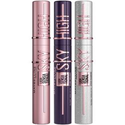 Maybelline New York Lash Sensational Sky High Mascara, Volumising & Lengthening, Washable Flake-Free Formula: Black + Plum Twilight + Space Diamond (Trio Bundle)