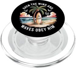 Incluso el viento y las olas le obedecen versículo bíblico cristiano PopSockets PopGrip para MagSafe