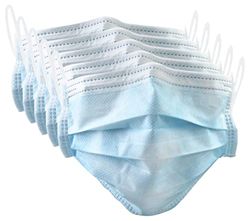 NUÜR, (5 stuks) 3 laags wegwerpmasker met elastische oorlus, ademend bekermasker met beschermfilterlaag. Eén maat, past iedereen. (1 pak van 5 stuks)