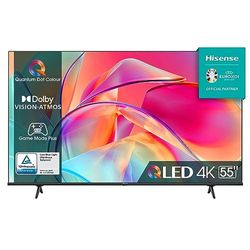 Hisense 55" QLED 4K 2023 55E77KQ, Smart TV VIDAA U6, Dolby Vision, HDR 10+, Game Mode PRO Plus, Alexa Built-in, VIDAA Voice, Tuner DVB-T2/S2 HEVC 10, lativù 4K