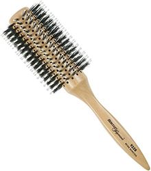Spazzola rotonda HERCULES SAEGEMANN -9228 | Spazzola nutriente per capelli naturali | Spazzola in setole di cinghiale con perni in poliammide | Permette una facile asciugatura e lo styling di acconciature voluminose | Legno chiaro (1 pezzo)