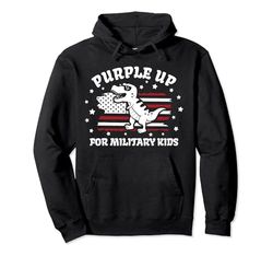 Military Kids Dinosaur Purple Up for Military Child Month Sudadera con Capucha