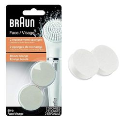 BRAUN Appareil de Nettoyage Face Éponge Beauté pour un Massage Pénétrant de la Crème dans l'Épiderme - Lot de 2 Brosses de Remplacement