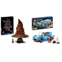 LEGO Harry Potter Sombrero Seleccionador Parlante con 31 Sonidos Aleatorios & Harry Potter Ford Anglia Volador de Juguete de Fantasía, Juego de Aventuras