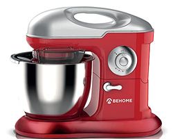 Behome Impastatrice Planetaria Professionale 6,5L Rosso | 10 Velocità, 2 fruste e 1 gancio per impastare