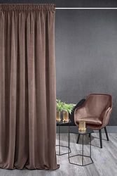 Eurofirany KRISTI Tenda in velluto con Fettuccia Arricciatenda - 1 pz. Tenda Termica, Tenda Oscurante per Camera da Letto, Soggiorno e Sala da Pranzo, Densità 330g/m², 140x270 cm, Caffè
