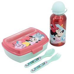 Stor SET URBAN VUELTA AL COLE 4 PCS (BOTELLA ALUMINIO 400 ML Y SANDWICHERA CON CUBIERTOS) MINNIE MOUSE BEING MORE MINNIE