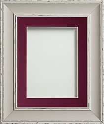 Frame Company Brooke Moonstone Grey Photo Frame, Plum Mount, 16x12 for 12x10 inch, fitted with perspex