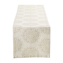 DII Coton, Lavable en Machine, Métallique Jacquard Chemin de Table de Cuisine pour Les fêtes, Les dîners de Noël et Les Vacances d'hiver et de Thanksgiving, Jacquard, 14 x 108