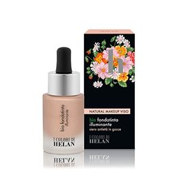 Helan, Bio Fondotinta Illuminante, Effetto glowing, texture iperfluida e leggera, adatto a qualsiasi tipo di pelle, colore Dark