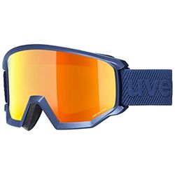 uvex athletic CV - skibril voor dames en heren - contrastverhogend - vergroot en condensvrij gezichtsveld - navy matt/orange-green - one size