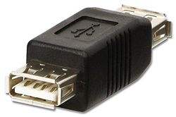 LINDY 71230 USB-adapter type A/A koppeling/koppeling, zwart, USB A vrouwelijk naar A vrouwelijke koppeling