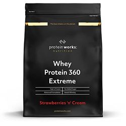 Protein Works - Protéine Whey 360 Extrême | Premium Whey Shake | Apport protéinés | Protéines haut de gamme | 34 Servings | Fraises à la Crème | 1.2kg
