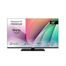 Panasonic Premium TV-43W80AEZ, Serie W80 43 pollici Smart TV QLED 4K Ultra HD, Fire OS, Dolby Vision e Atmos, Modalità Game Plus, Controllo Vocale Alexa, Airplay, 2024, Nero